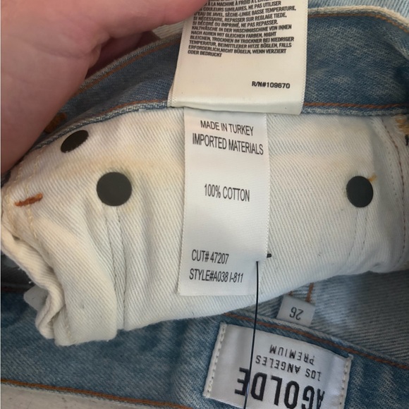 Agolde Light Blue Ripped Jean Shorts - Picture 4 of 4